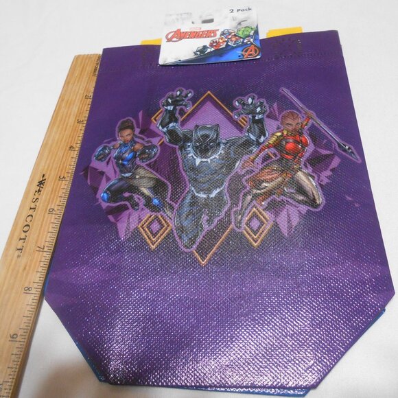2 New Kids Marvel Avengers Small Tote Reusable Bags w/ handles Wakanda Forever - Picture 6 of 9
